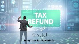  Presentation with tax refund - PPT layouts featuring businessman-in-tax-refund-concept background and a light blue colored foreground