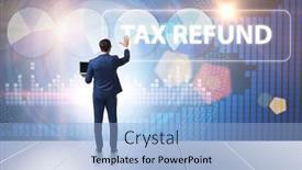  Presentation with tax refund - PPT theme consisting of businessman-in-tax-refund-concept background and a light blue colored foreground