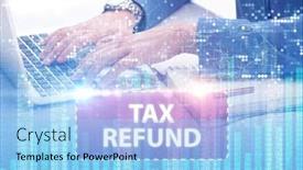  Presentation with tax refund - Slide deck having businessman-in-tax-refund-concept background and a light blue colored foreground