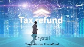  Presentation with tax refund - PPT theme consisting of businessman-in-tax-refund-concept background and a light blue colored foreground