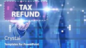  Presentation with tax refund - Presentation theme enhanced with businessman-in-tax-refund-concept background and a teal colored foreground