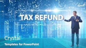  Presentation with tax refund - Theme featuring businessman-in-tax-refund-concept background and a teal colored foreground