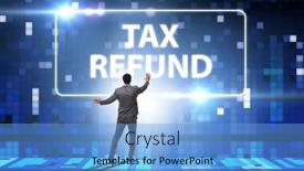  Presentation with tax refund - Slide deck having businessman-in-tax-refund-concept background and a light blue colored foreground