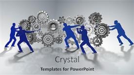  Presentation with teamwork - Amazing PPT theme having businessman-in-teamwork-concept backdrop and a light gray colored foreground