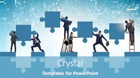  Presentation with jigsaw - PPT layouts featuring businessman-in-teamwork-concept background and a light blue colored foreground
