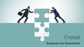  Presentation with jigsaw - Cool new slides with businessman-in-teamwork-concept backdrop and a light blue colored foreground