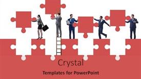  Presentation with jigsaw - Amazing PPT layouts having businessman-in-teamwork-concept backdrop and a coral colored foreground