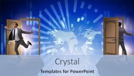  Presentation with concept - Cool new presentation theme with businessman-in-teleportation-concept backdrop and a light blue colored foreground