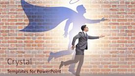  Presentation with concept of biochemistry dna - Slide set with businessman-in-the-alter-ego and a coral colored foreground