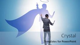  Presentation with optometrist ophthalmology ophthalmologist concept - Presentation theme with businessman-in-the-alter-ego and a light blue colored foreground