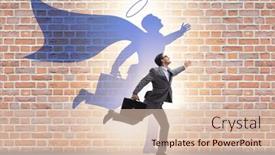  Presentation with welcome multilingual concept spanish and english - Presentation with businessman-in-the-alter-ego background and a lemonade colored foreground