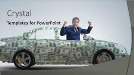  Presentation with car business - PPT layouts with businessman-in-the-business-concept background and a light gray colored foreground