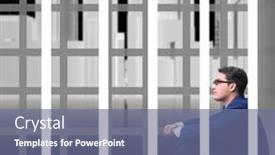  Presentation with cage - Presentation having businessman-in-the-cage-business background and a ocean colored foreground