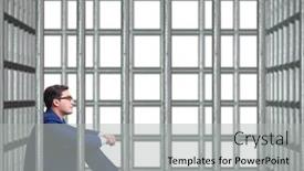  Presentation with cage - Amazing presentation theme having businessman-in-the-cage-isolated backdrop and a light gray colored foreground