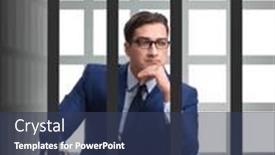  Presentation with cage - Presentation theme featuring businessman-in-the-cage-isolated and a ocean colored foreground