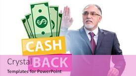  Presentation with cash - PPT layouts having businessman-in-the-cash-back background and a lilac colored foreground