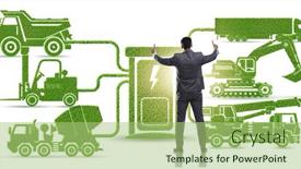  Presentation with electric vehicles - Cool new PPT layouts with businessman-in-the-concept backdrop and a mint green colored foreground