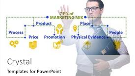  Presentation with marketing - Colorful slide deck enhanced with businessman-in-the-concept backdrop and a white colored foreground