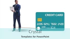  Presentation with credit card - Presentation theme enhanced with businessman-in-the-credit-card background and a  colored foreground