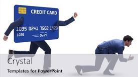  Presentation with credit card - Presentation theme featuring businessman-in-the-credit-card background and a  colored foreground
