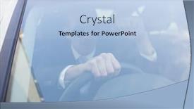  Presentation with drivers - Presentation having businessman in the drivers seat in his car background and a light blue colored foreground