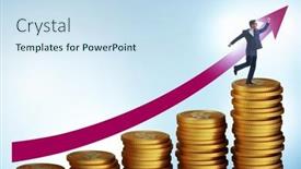  Presentation with growth chart - Presentation theme enhanced with businessman-in-the-growth-concept background and a sky blue colored foreground