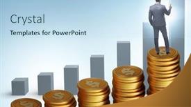  Presentation with growth chart - Presentation design enhanced with businessman-in-the-growth-concept background and a  colored foreground