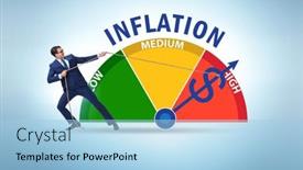  Presentation with inflation - PPT layouts having businessman-in-the-high-inflation background and a light blue colored foreground