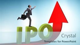  Presentation with initial public offering - Slide deck featuring businessman-in-the-initial-public background and a sky blue colored foreground