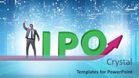  Presentation with initial public offering - PPT layouts with businessman-in-the-initial-public background and a light blue colored foreground