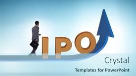  Presentation with initial public offering - Slides featuring businessman-in-the-initial-public background and a sky blue colored foreground