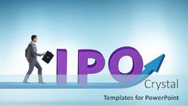  Presentation with initial public offering - PPT layouts having businessman-in-the-initial-public background and a light blue colored foreground