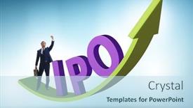  Presentation with initial public offering - Presentation design having businessman-in-the-initial-public background and a sky blue colored foreground
