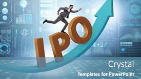  Presentation with initial public offering - Presentation enhanced with businessman-in-the-initial-public background and a teal colored foreground
