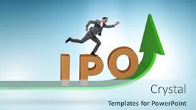  Presentation with initial public offering - Presentation theme with businessman-in-the-initial-public background and a sky blue colored foreground