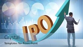  Presentation with initial public offering - Slide deck consisting of businessman-in-the-initial-public background and a light blue colored foreground