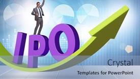  Presentation with initial public offering - PPT layouts consisting of businessman-in-the-initial-public background and a light blue colored foreground