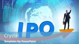  Presentation with initial public offering - PPT theme enhanced with businessman-in-the-initial-public background and a teal colored foreground