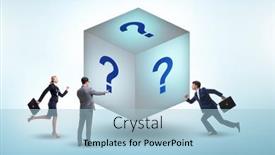  Presentation with question - PPT theme having businessman-in-the-question-concept background and a light blue colored foreground