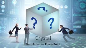  Presentation with question - Slide deck enhanced with businessman-in-the-question-concept background and a  colored foreground