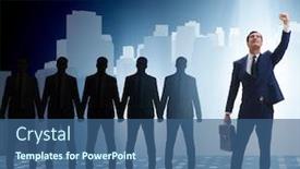  Presentation with spotlight - Beautiful PPT theme featuring businessman in the spotlight in business concept backdrop and a ocean colored foreground