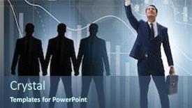  Presentation with spotlight - Beautiful presentation design featuring businessman-in-the-spotlight backdrop and a ocean colored foreground