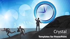  Presentation with management - PPT theme having businessman-in-the-time-management background and a dark gray colored foreground