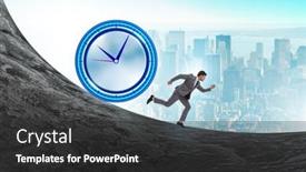  Presentation with time management - PPT theme with businessman-in-the-time-management background and a dark gray colored foreground