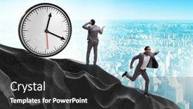  Presentation with management - Theme featuring businessman-in-the-time-management background and a dark gray colored foreground