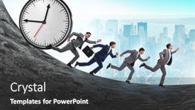  Presentation with time management - PPT theme featuring businessman-in-the-time-management background and a dark gray colored foreground