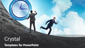  Presentation with time management - Presentation theme consisting of businessman-in-the-time-management background and a dark gray colored foreground