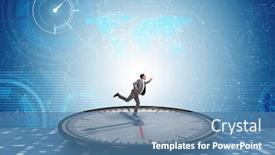  Presentation with management - PPT theme having businessman-in-time-management-concept background and a teal colored foreground