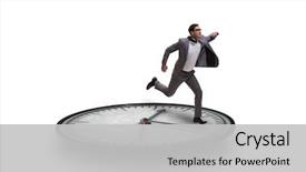  Presentation with time management - Slide set featuring businessman in time management concept background and a light gray colored foreground