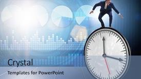  Presentation with human resource management resources concept - Cool new presentation theme with businessman in time management concept backdrop and a  colored foreground